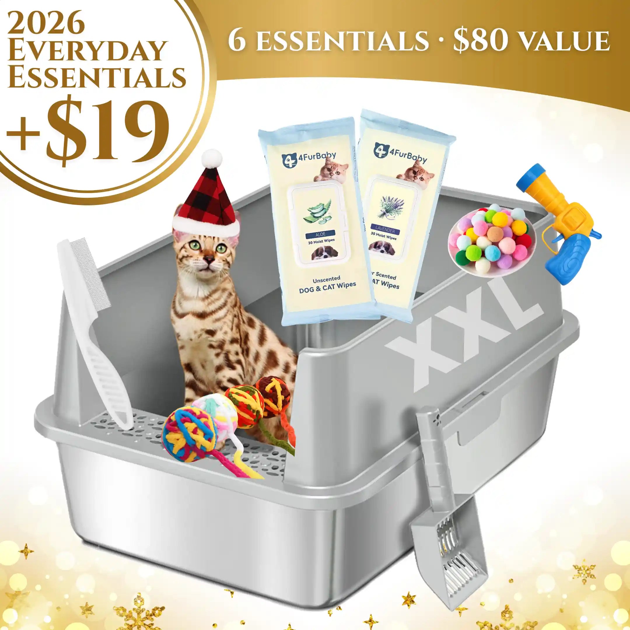 XXL Stainless Steel Cat Litter Box with Lid – High Sides, Low Entry, Easy to Clean, Odor-Free, Anti-Leak | Buy 2 & Save $10